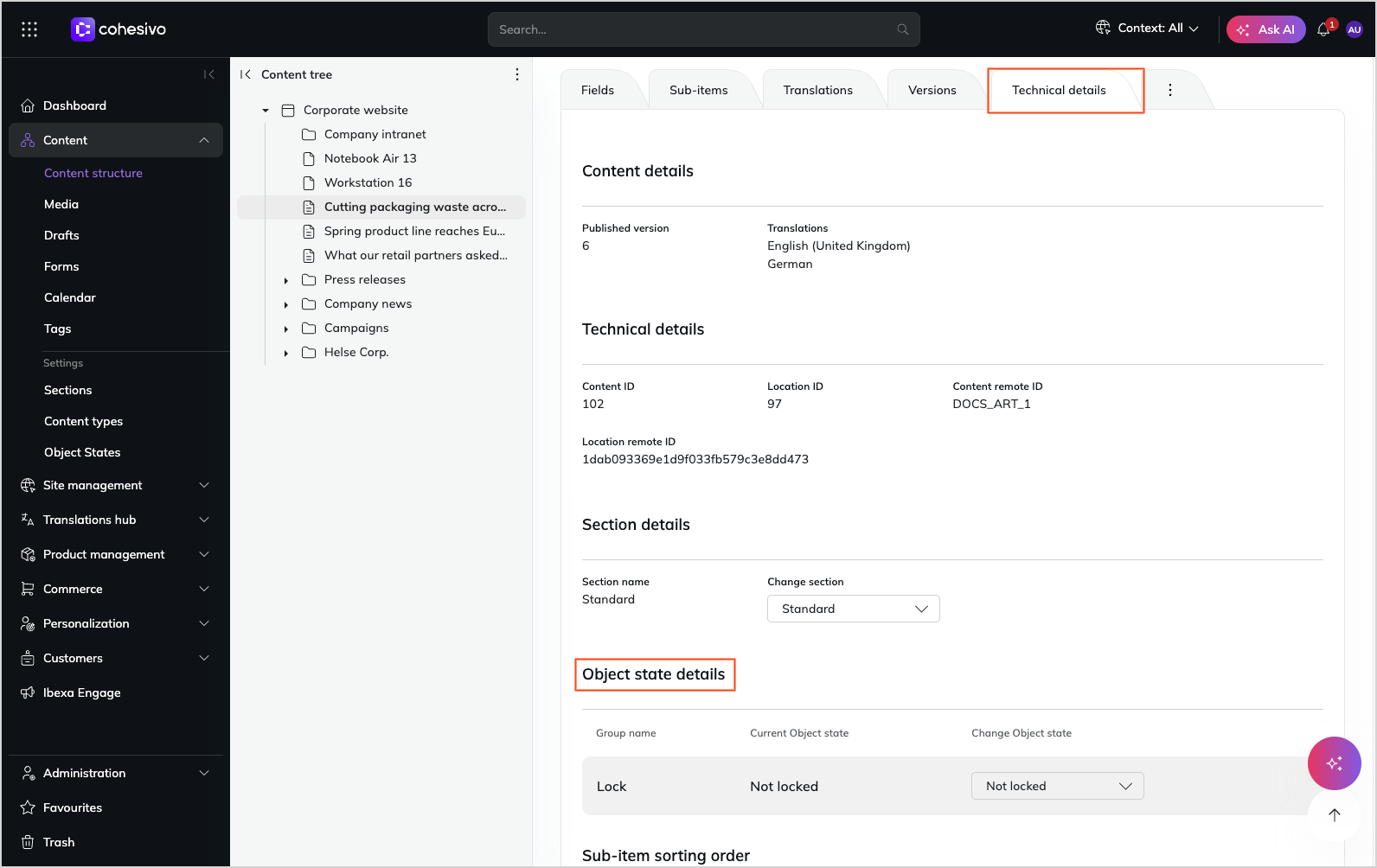 Assigning an object state to a content item Assigning an object state to a content item
