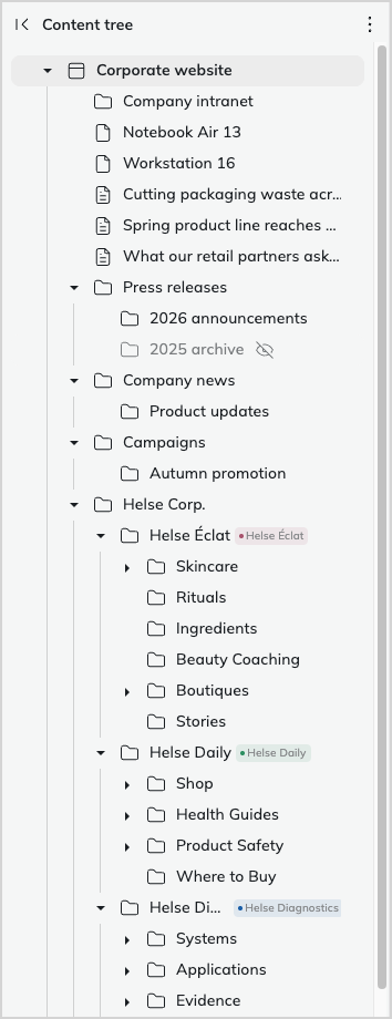 Content structure in a Content Browser