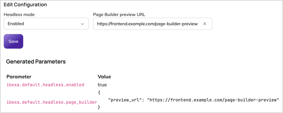 Headless mode enabled with Page Builder preview URL