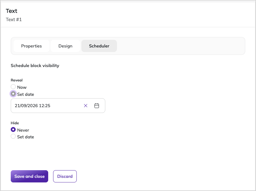 Scheduler tab